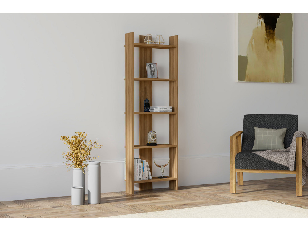 Bücherregal aus Holz "Virba" - 52 x 22 x 149 cm - Walnussholz