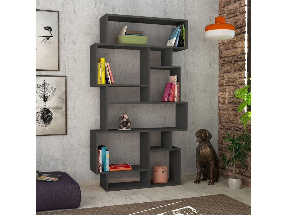 Holz Bücherregal "Karmato" - 96 x 25 x 168 cm - Anthrazitgrau