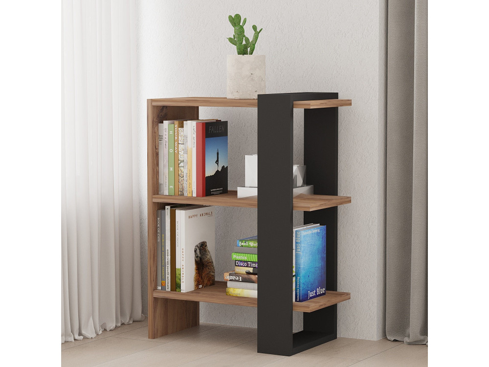 Holz Bücherregal "Ova" - 51 x 25 x 70 cm - EicheAnthrazit