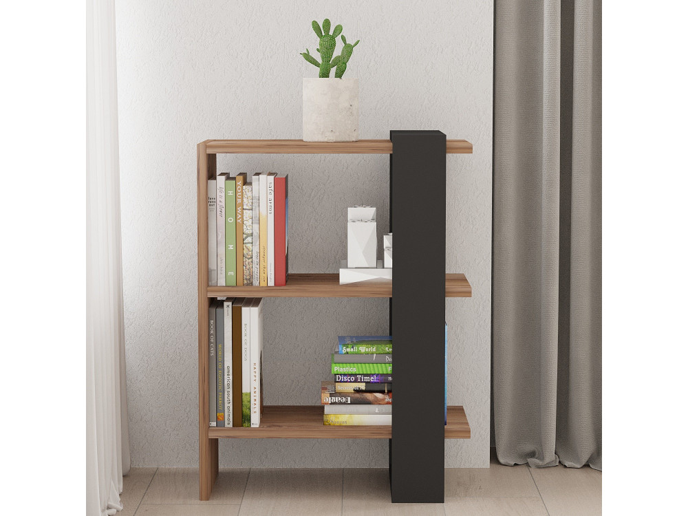 Holz Bücherregal "Ova" - 51 x 25 x 70 cm - EicheAnthrazit