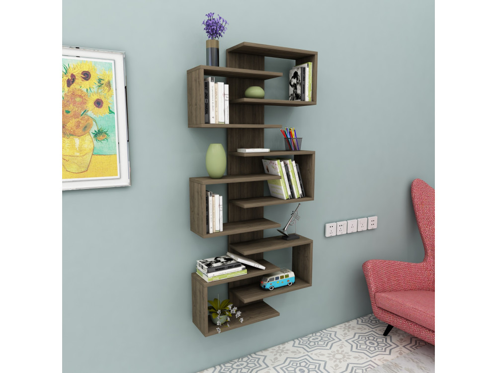 Bücherregal aus Holz "Lotus" - 75 x 21 x 161 cm - Walnussholz