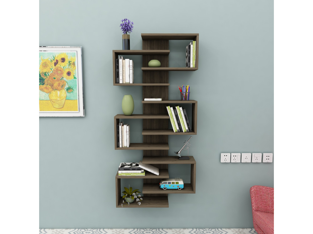 Bücherregal aus Holz "Lotus" - 75 x 21 x 161 cm - Walnussholz