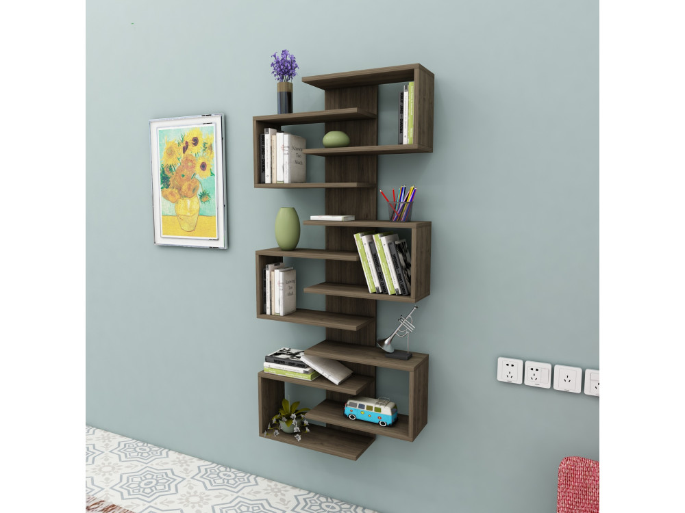 Bücherregal aus Holz "Lotus" - 75 x 21 x 161 cm - Walnussholz