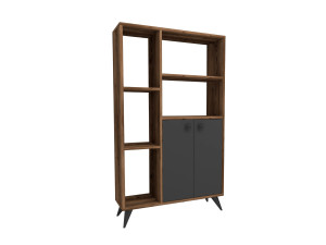 Holz Bücherregal "Meldan" - 80 x 25 x 135 cm - Walnuss Hell, Anthrazit