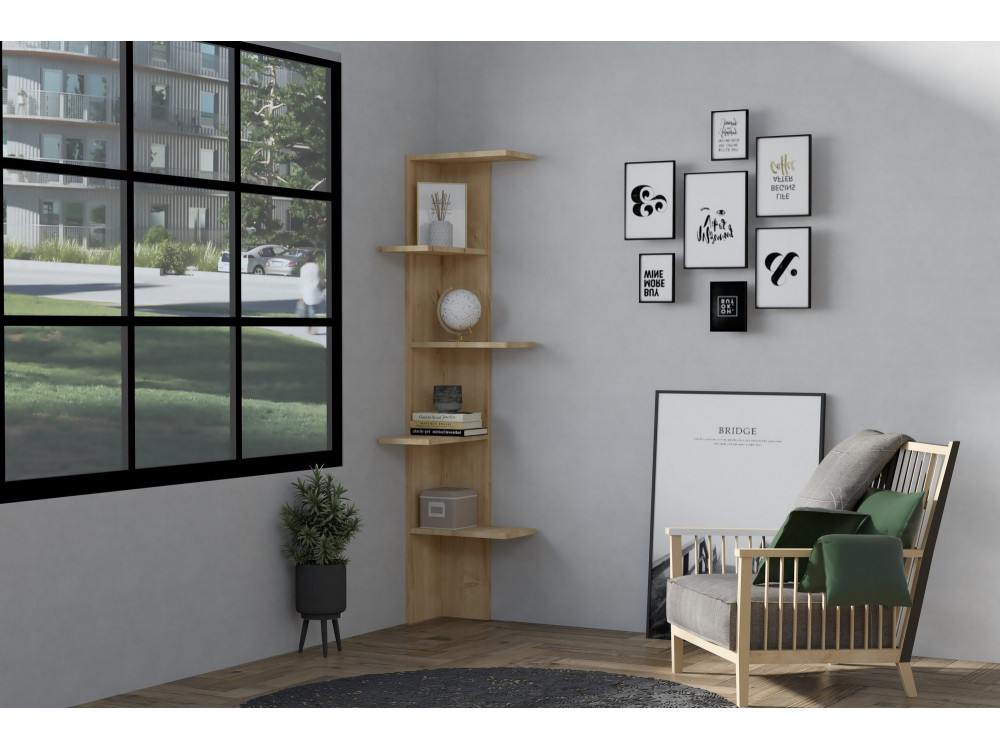 Holzbücherregal „Bled“ – 40 x 21 x 160 cm – Beige