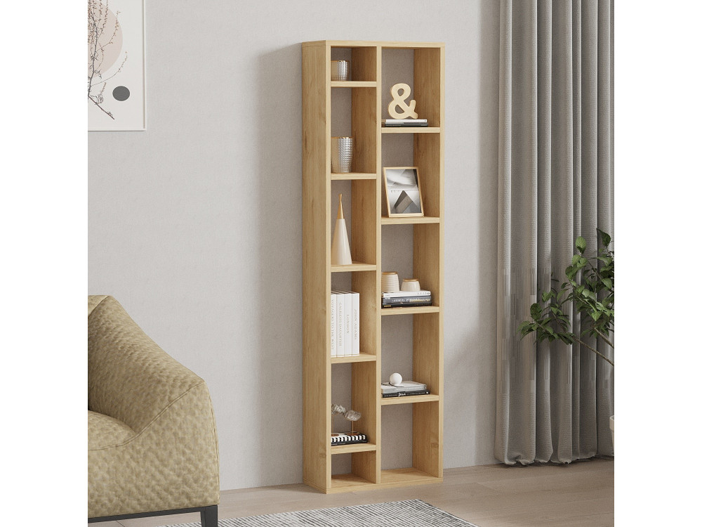 Holz Bücherregal "Tomi" - 45 x 20 x 150 cm - Eiche Saphir