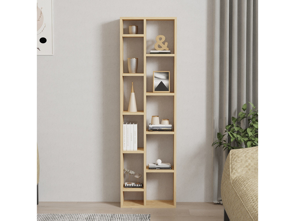 Holz Bücherregal "Tomi" - 45 x 20 x 150 cm - Eiche Saphir