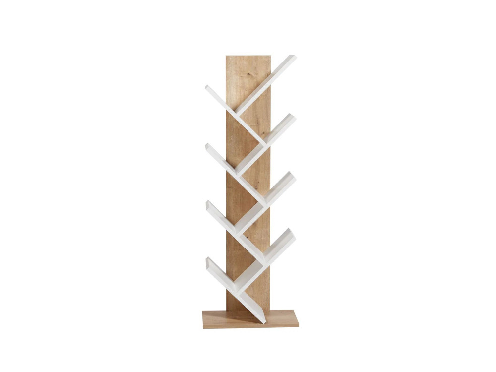 Bücherregal aus Holz "Tuval 066" - 46 x 22 x 129 cm - Eiche, Weiß