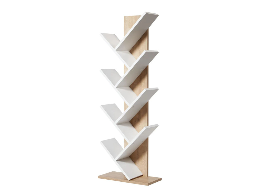 Bücherregal aus Holz "Tuval 066" - 46 x 22 x 129 cm - Eiche, Weiß