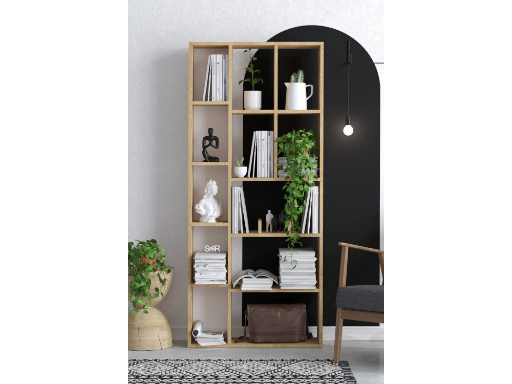 Holz Bücherregal "Demios" - 75 x 18 x 170 cm - Eiche Saphir