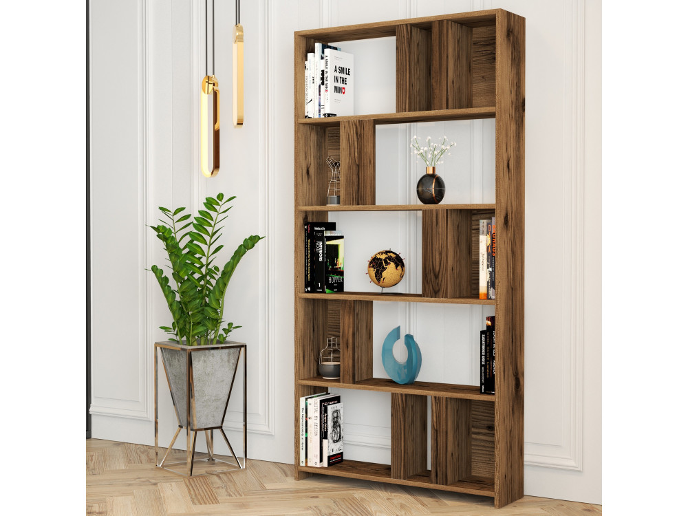 Bücherregal aus Holz "Lima" - 90 x 20 x 180 cm - Nussbaum