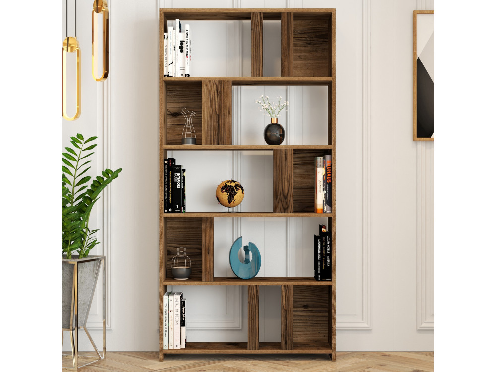 Bücherregal aus Holz "Lima" - 90 x 20 x 180 cm - Nussbaum