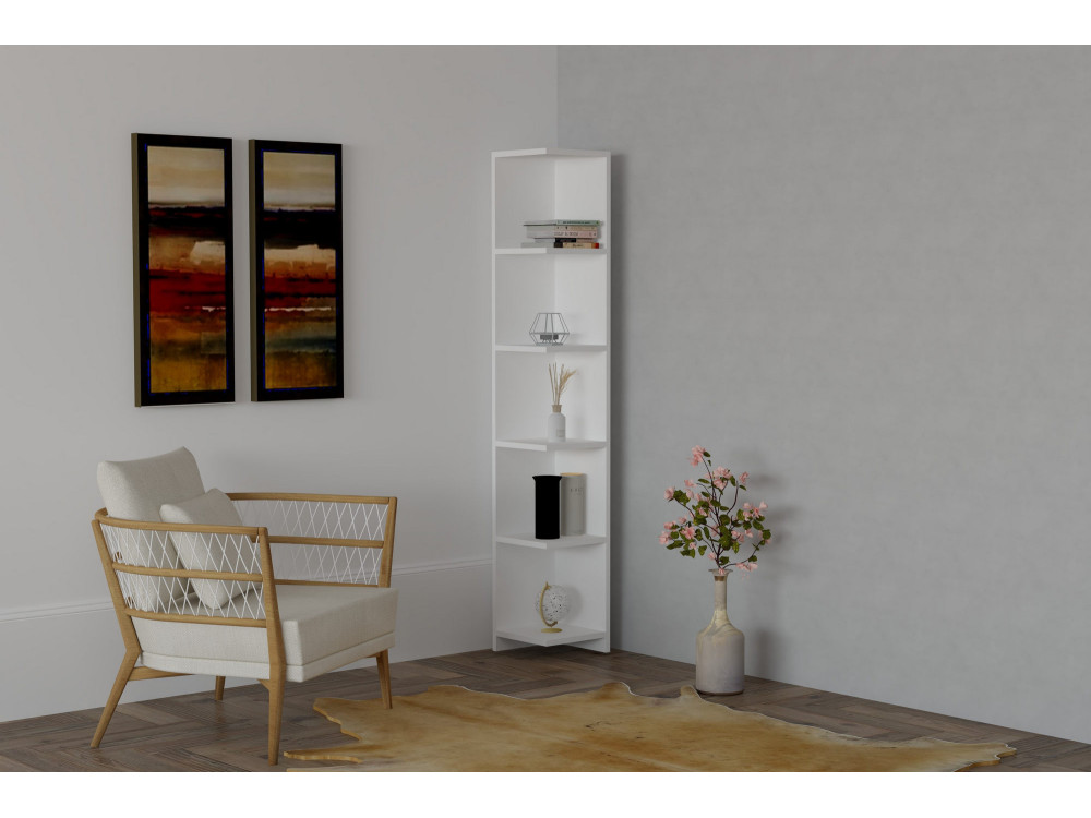 Holz Bücherregal "Ravella" - 25 x 25 x 160 cm - Weiß