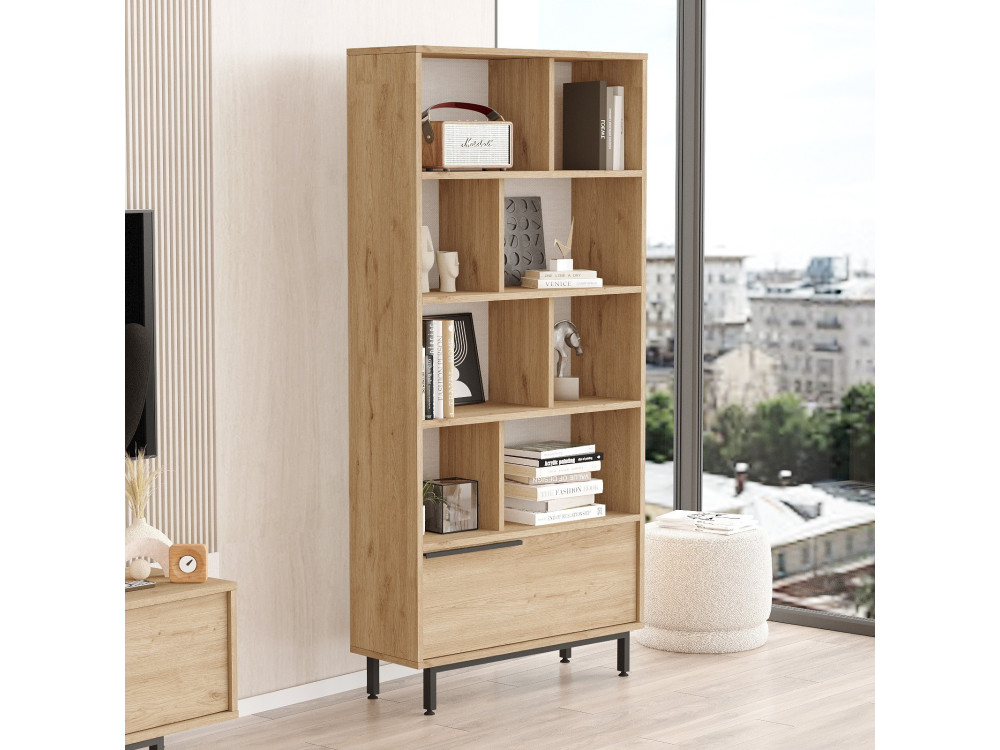 Bücherregal aus Holz "Calvin" 83,9 x 29,5 x 175,6 cm - Walnussholz