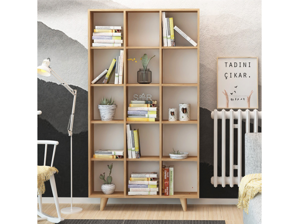 Holz Bücherregal "Zipa" 100 x 25 x 184 cm - Eiche