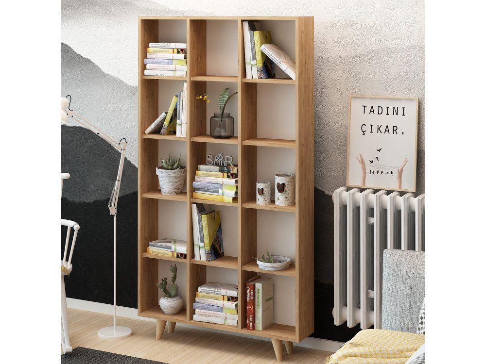 Holz Bücherregal "Zipa" 100 x 25 x 184 cm - Eiche