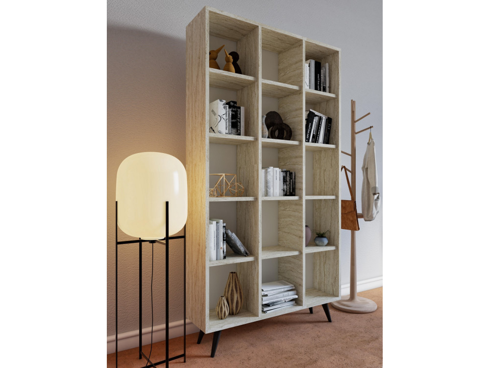 Bücherregal aus Holz "Zipa" 100 x 25 x 184 cm - Travertin