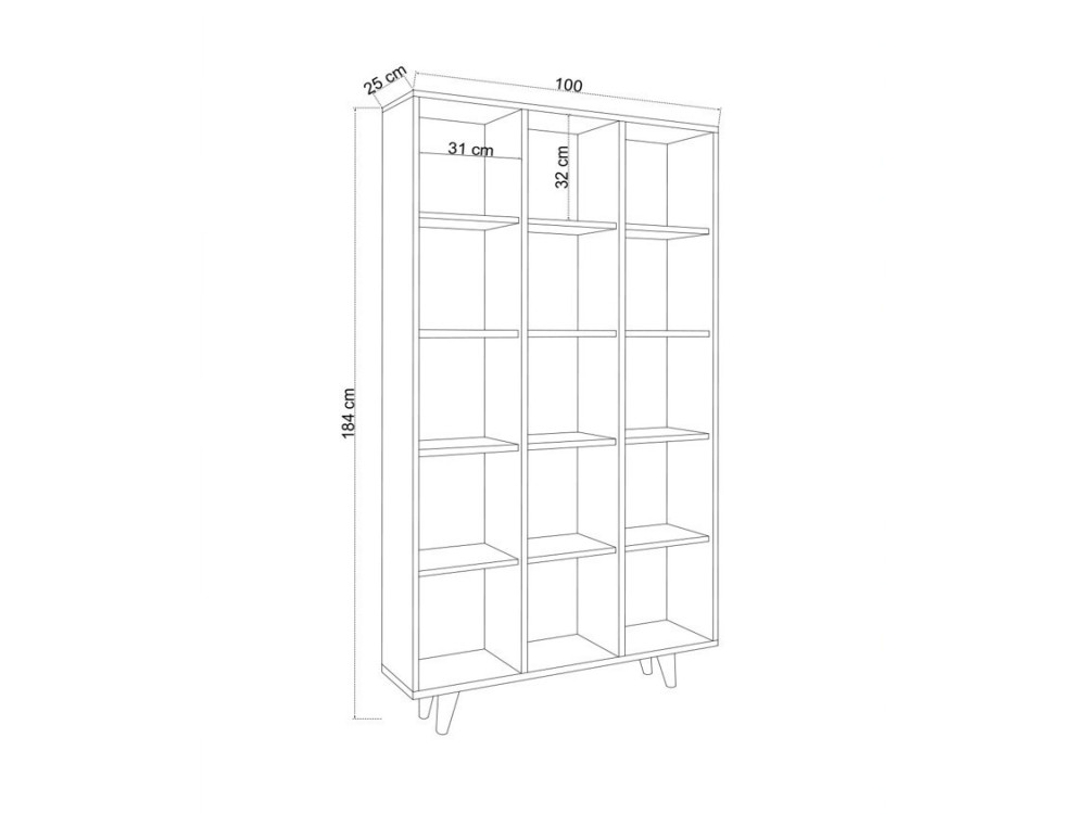 Bücherregal aus Holz "Zipa" 100 x 25 x 184 cm - Travertin