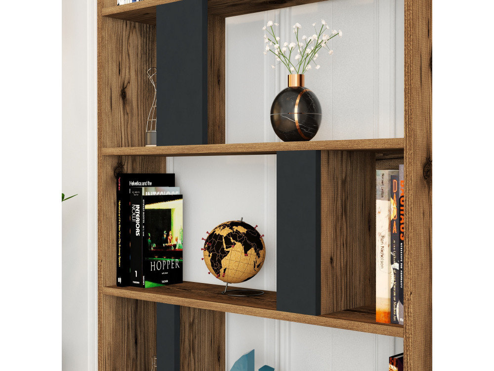 Holz Bücherregal "Lima" 90 x 20 x 180 cm - Nussbaum