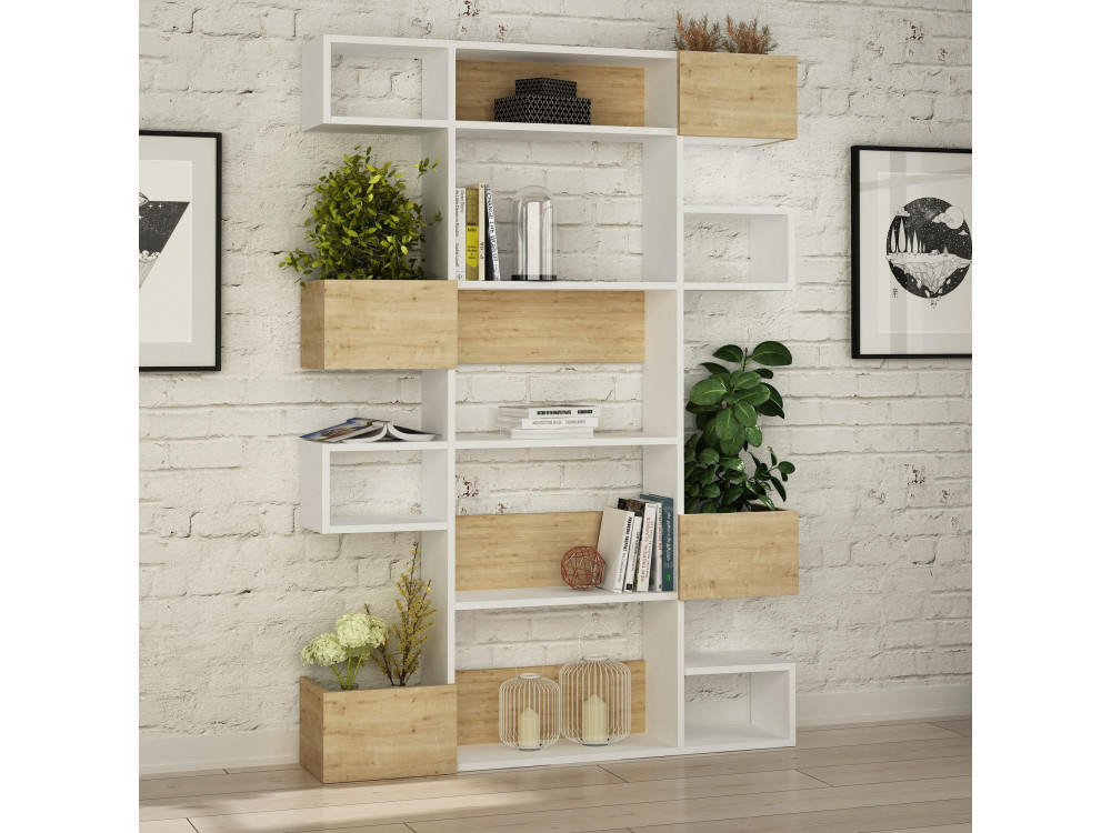 Holz Bücherregal "Niho" 120 x 27 x 171 cm - Weiß