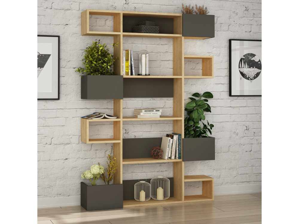 Holz Bücherregal "Niho" 120 x 27 x 171 cm - Eiche