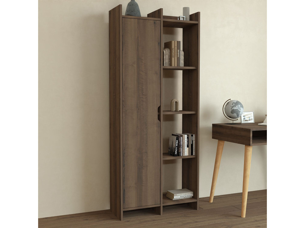 Holz Bücherregal "Offer" 70 x 30 x 180 cm - Nussbaum antik
