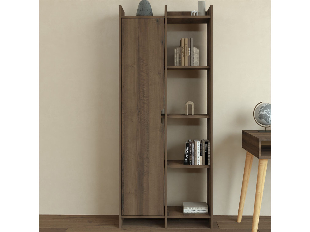 Holz Bücherregal "Offer" 70 x 30 x 180 cm - Nussbaum antik