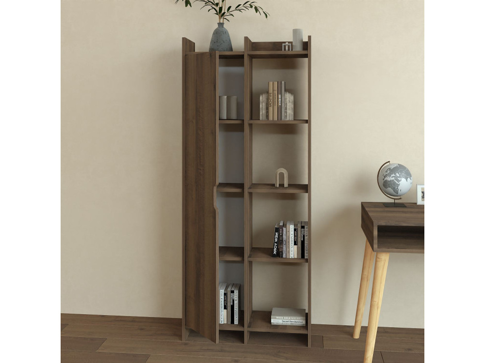 Holz Bücherregal "Offer" 70 x 30 x 180 cm - Nussbaum antik
