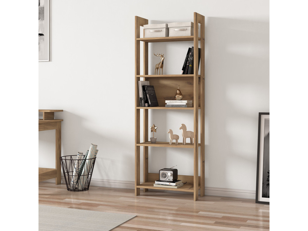 Holz Bücherregal "Country" - 64 x 30 x 180 cm - Braun