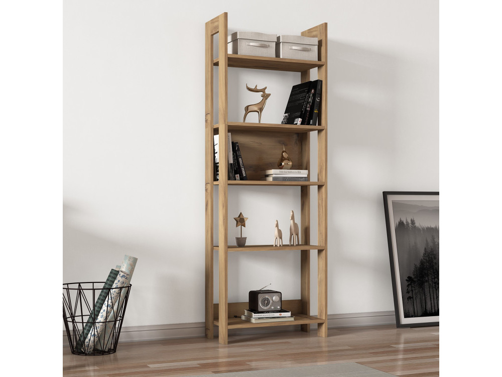 Holz Bücherregal "Country" - 64 x 30 x 180 cm - Braun