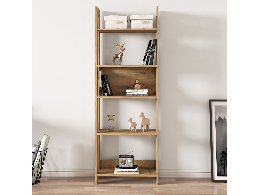 Holz Bücherregal "Country" - 64 x 30 x 180 cm - Braun