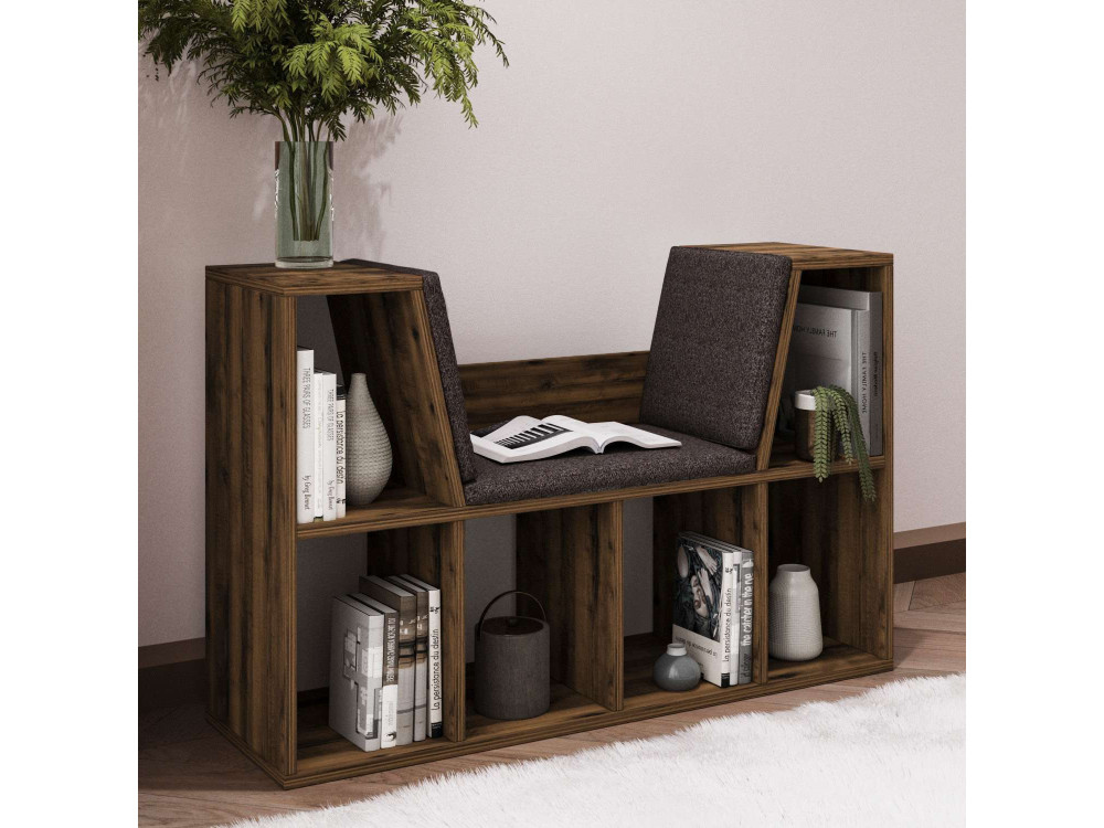 Bücherregal mit Sitzfläche aus Holz "Livora" - 103 x 30 x 63 cm - Braun