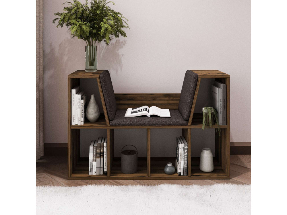 Bücherregal mit Sitzfläche aus Holz "Livora" - 103 x 30 x 63 cm - Braun