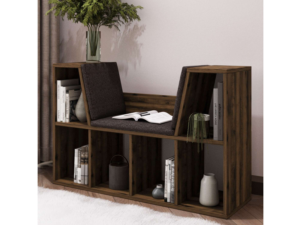 Bücherregal mit Sitzfläche aus Holz "Livora" - 103 x 30 x 63 cm - Braun