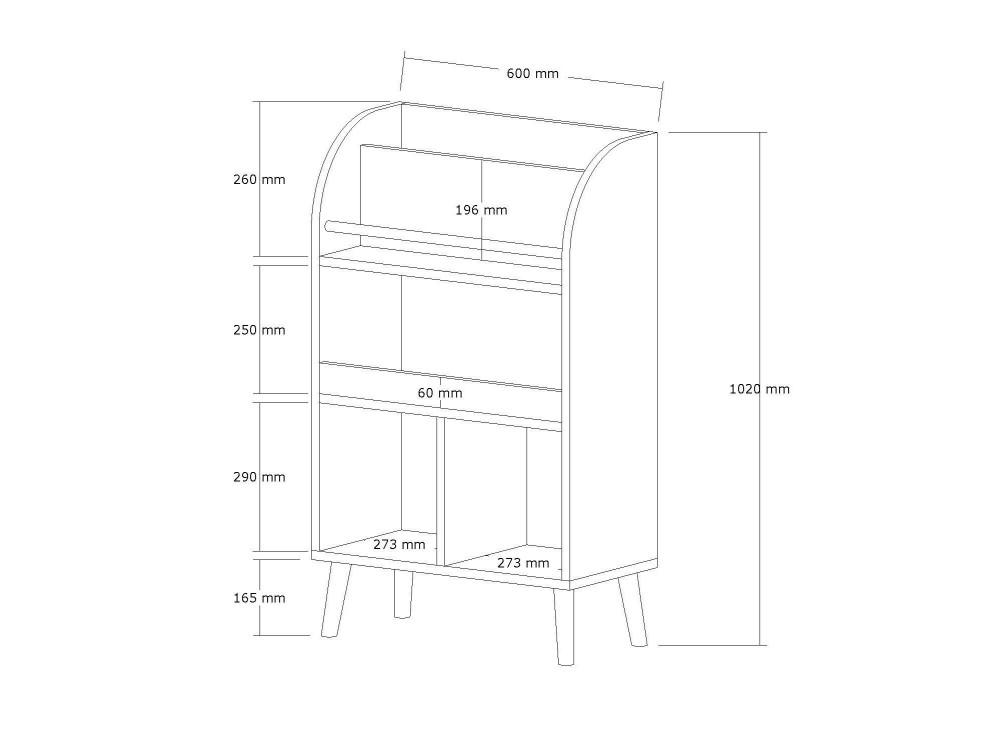 Holz Bücherregal "Minola" - 60 x 30 x 102 cm - Weiß