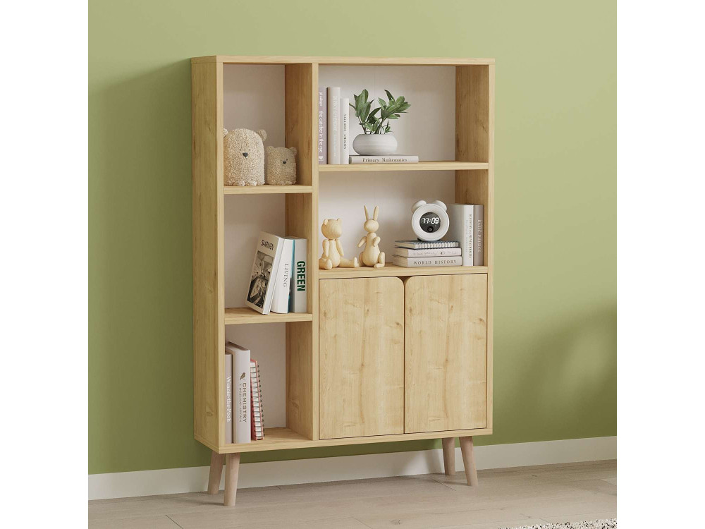 Bücherregal aus Holz "Lumo" - 80 x 24 x 120 cm - Beige