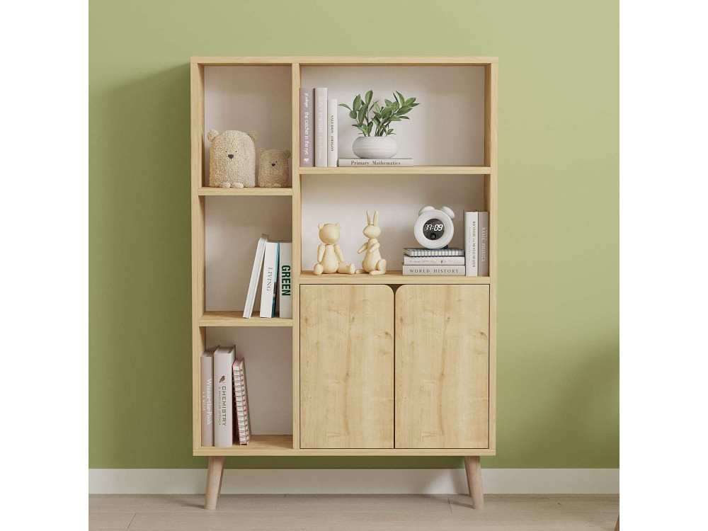 Bücherregal aus Holz "Lumo" - 80 x 24 x 120 cm - Beige