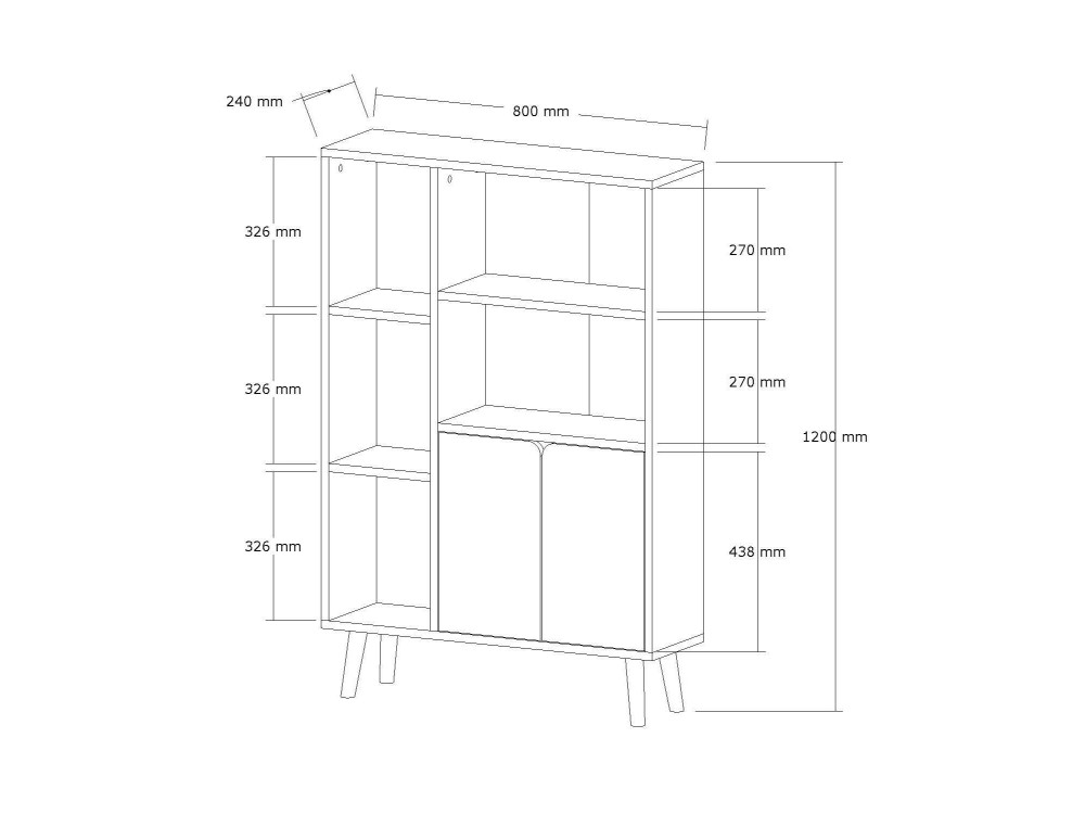 Bücherregal aus Holz "Lumo" - 80 x 24 x 120 cm - Beige