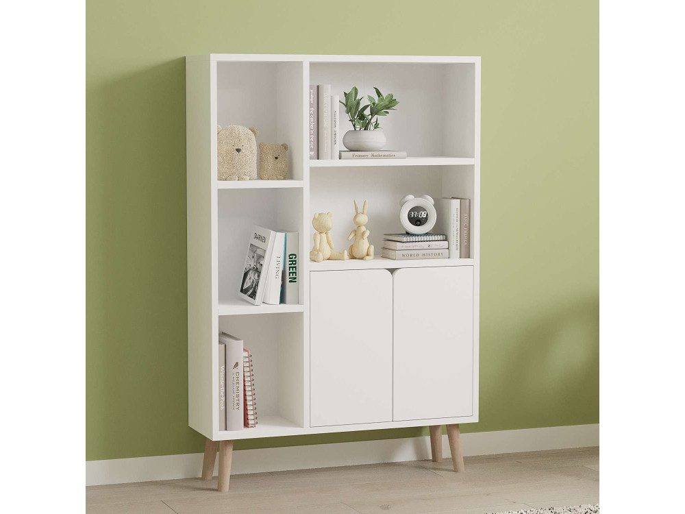 Holz Bücherregal "Lumo" - 80 x 24 x 120 cm - Weiß