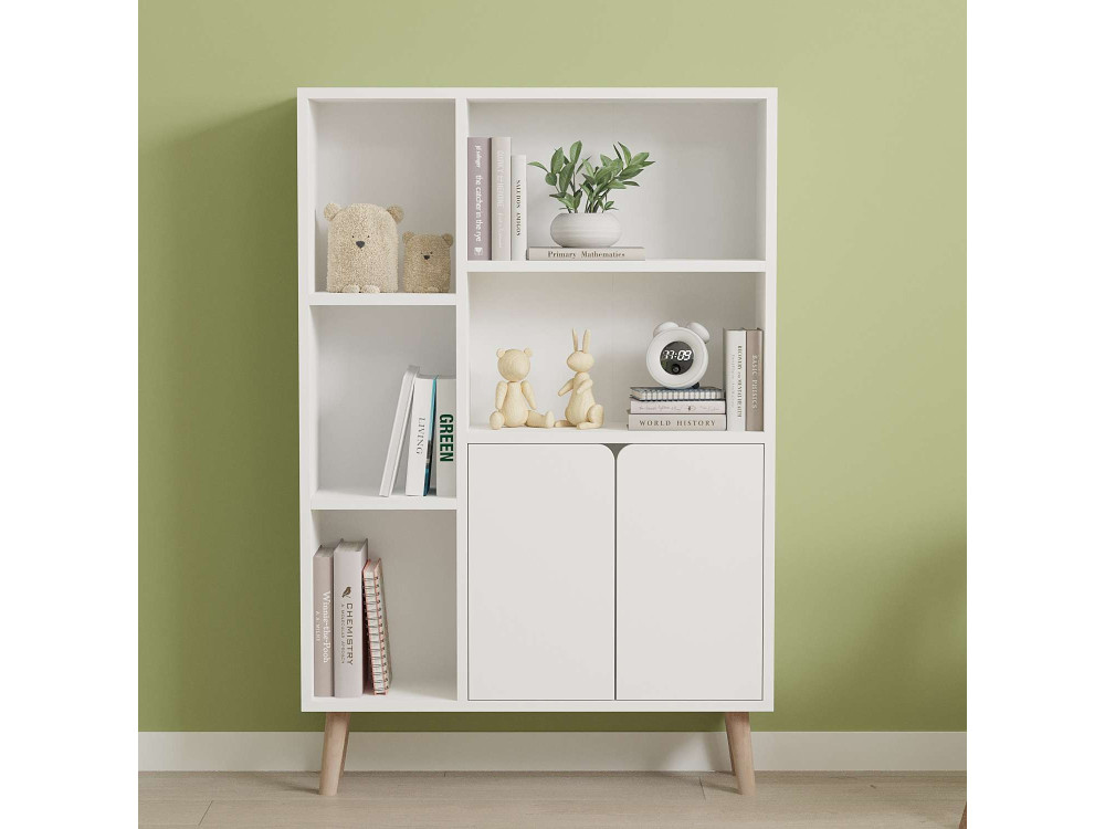 Holz Bücherregal "Lumo" - 80 x 24 x 120 cm - Weiß