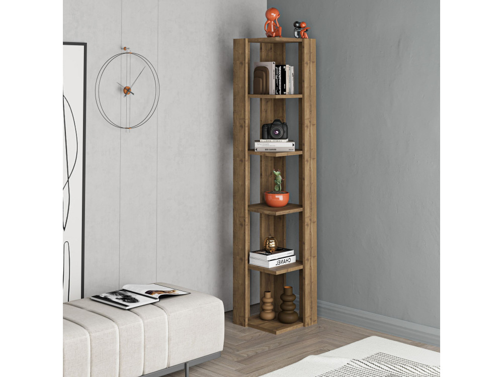 Holz Bücherregal "Nati" - 32 x 32 x 161 cm - Braun