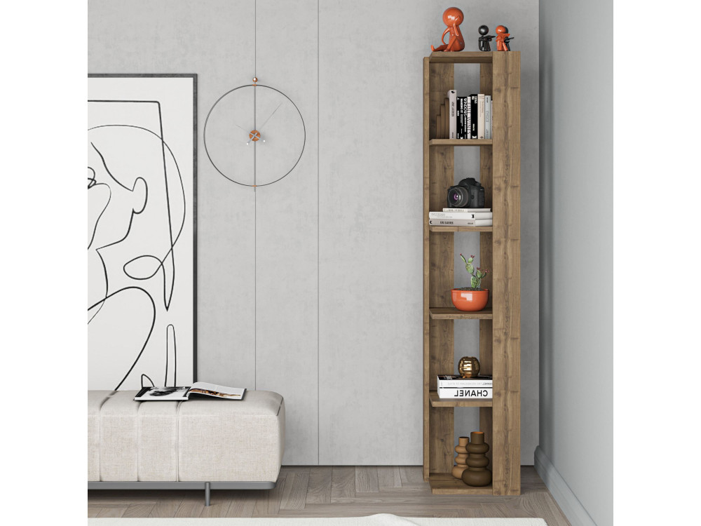 Holz Bücherregal "Nati" - 32 x 32 x 161 cm - Braun