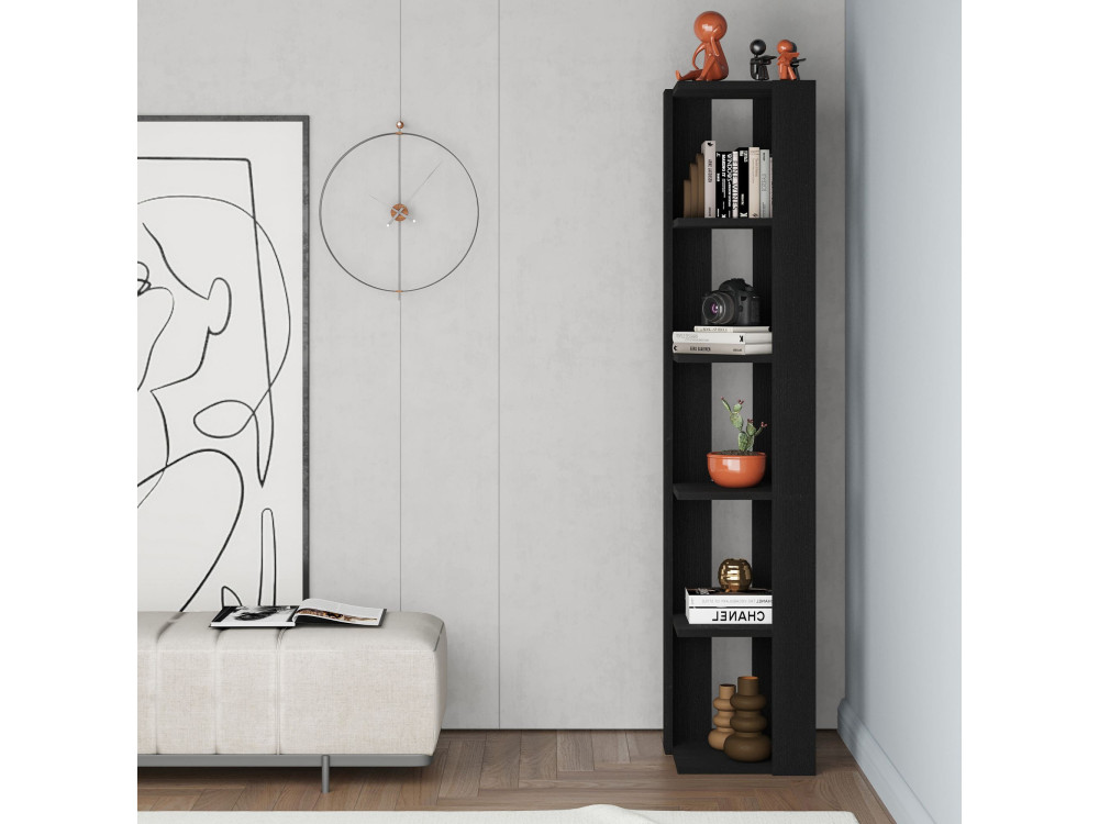 Holz Bücherregal "Nati" - 32 x 32 x 161 cm - Schwarz