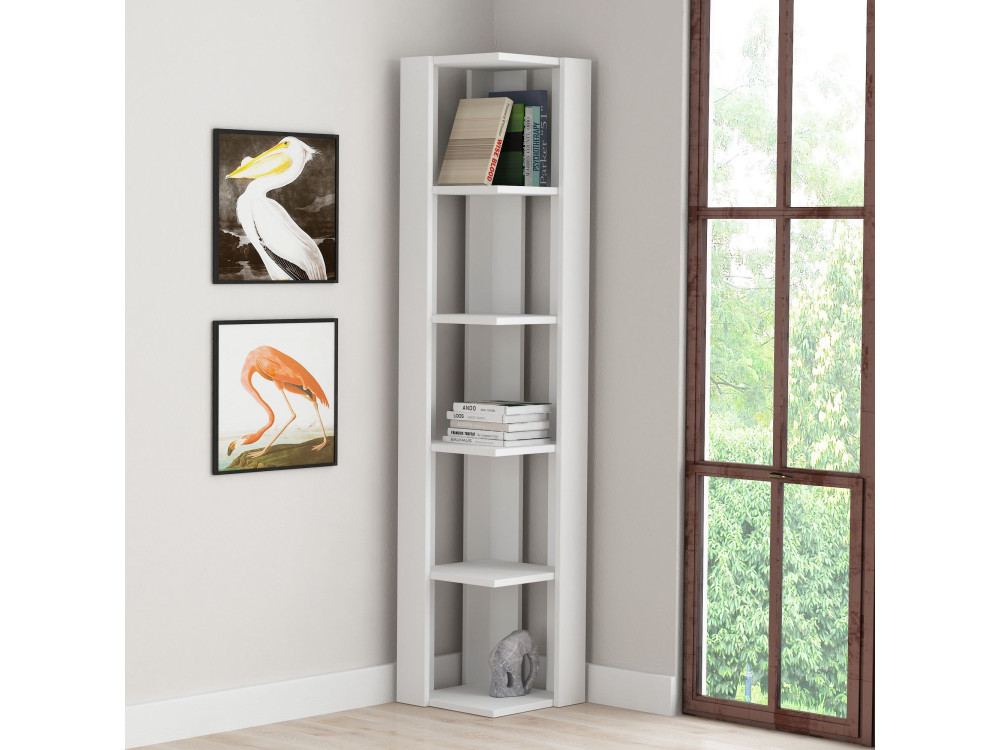 Holz Bücherregal "Nati" - 32 x 32 x 161 cm - Weiß