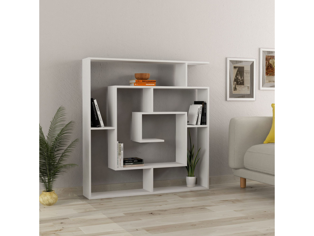 Holz Bücherregal "Labirent" - 125 x 22 x 129 cm - Weiß
