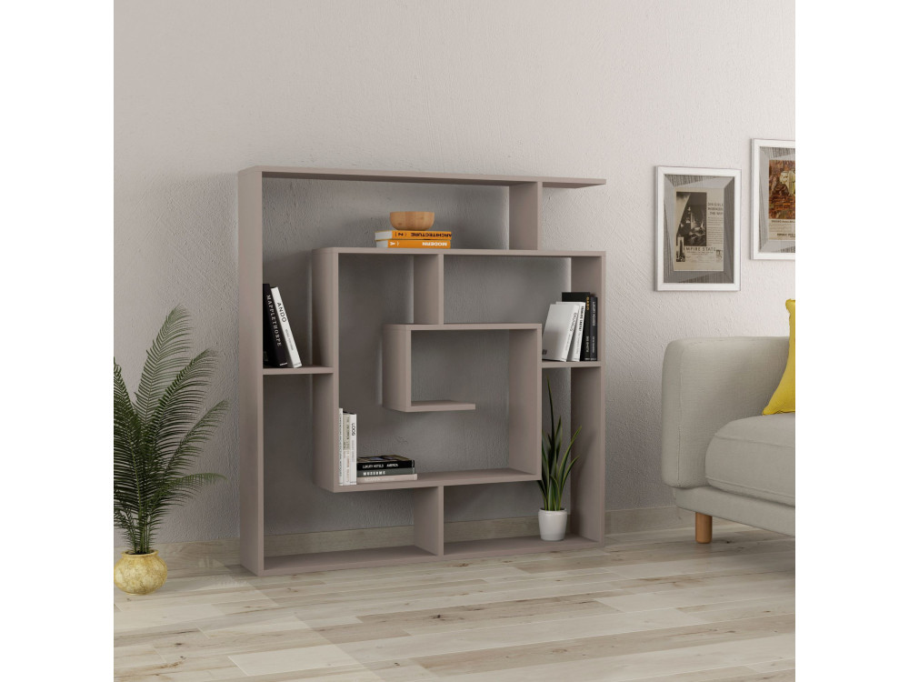 Holz Bücherregal "Labirent" - 125 x 22 x 129 cm - Helles Mokka
