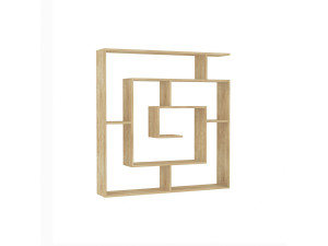Holz Bücherregal "Labirent" - 125 x 22 x 129 cm - Beige