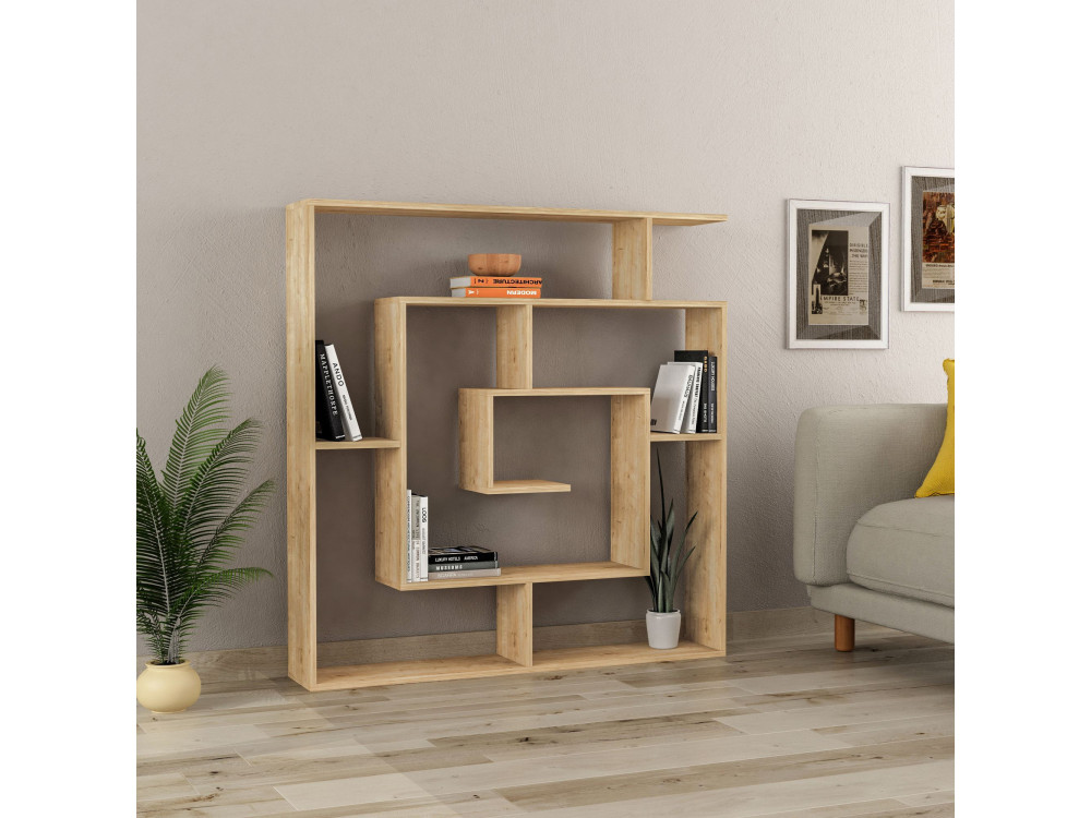 Holz Bücherregal "Labirent" - 125 x 22 x 129 cm - Beige