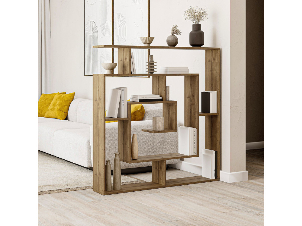 Holz Bücherregal "Labirent" - 125 x 22 x 129 cm - Braun