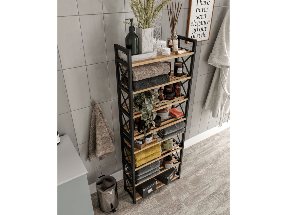 Bücherregal aus Holz "Plastic" - 46 x 18 x 128 cm - Schwarz